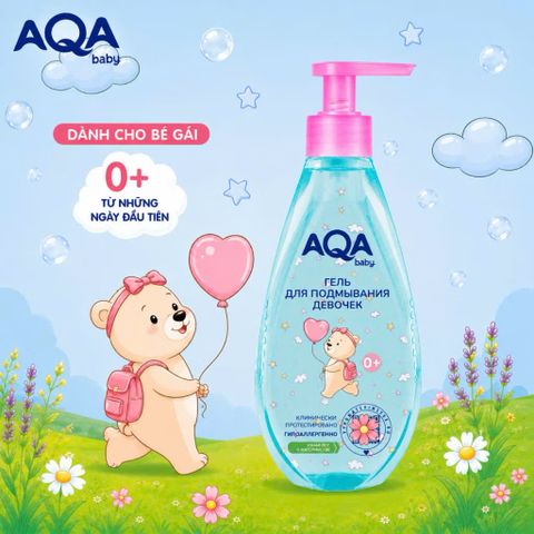 Dung Dịch Vệ Sinh Bé Gái 0–8 Tuổi AQA 250ml Chính Hãng Nga Hỗ Trợ Làm Sạch, Chăm Sóc Vùng Kín Dịu Nhẹ