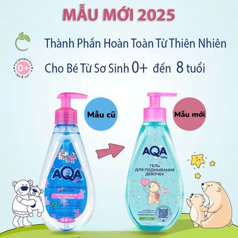 Dung Dịch Vệ Sinh Bé Gái 0–8 Tuổi AQA 250ml Chính Hãng Nga Hỗ Trợ Làm Sạch, Chăm Sóc Vùng Kín Dịu Nhẹ