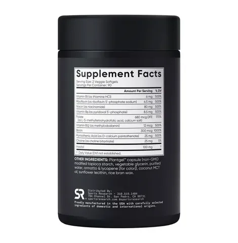 Sports Research Advanced B Complex - Giảm cảm giác mệt mỏi do thiếu vitamin hỗ trợ hệ thần kinh và não bộ sản xuất Mỹ