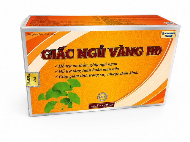 Viên Uống Hỗ Trợ Giấc Ngủ Vàng HD - Hộp 30 Viên