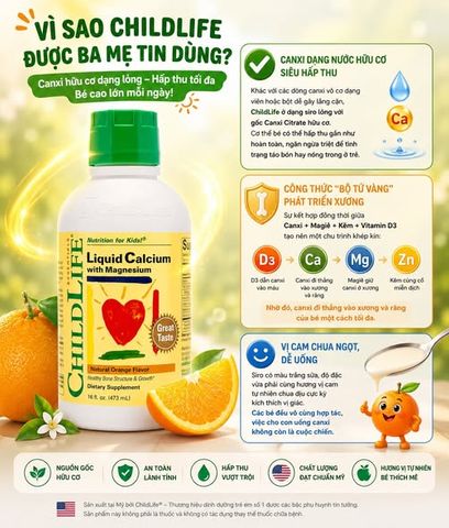Siro canxi nước ChildLife Liquid Calcium With Magnesium 473ml