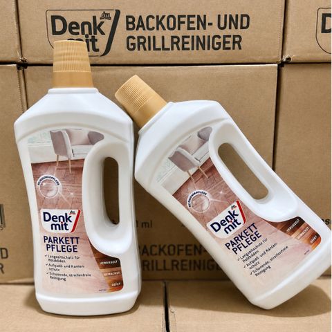 Nước lau sàn gỗ Denkmit 1L Parkettpflege Đức làm sạch chăm sóc sàn gỗ sáng bóng bền lâu