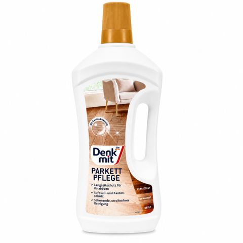 Nước lau sàn gỗ Denkmit 1L Parkettpflege Đức làm sạch chăm sóc sàn gỗ sáng bóng bền lâu