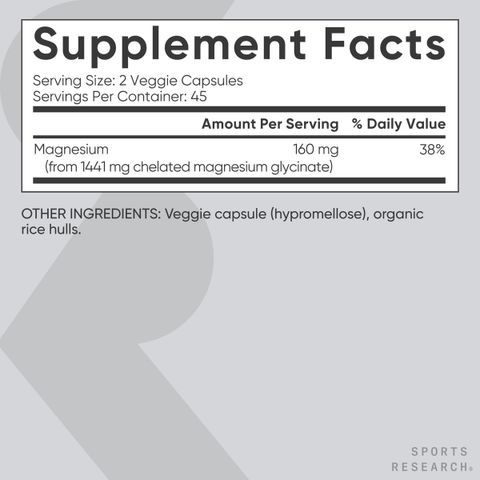 Viên Uống Magnesium Glycinate Sports Research - Hỗ trợ hệ thần kinh cải thiện trí nhớ gảm căng thẳng sản xuất Mỹ