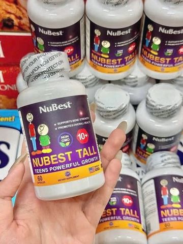 🚀 Nubest Tall Viên Uống Tăng Chiều Cao Cho Bé 10+ Tuổi, Hàng Chính Hãng, Lọ 60 Viên (Date 07/28)