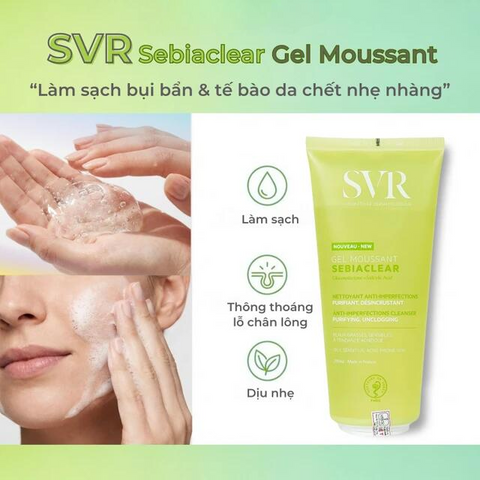 Gel rửa mặt không xà phòng cho da dầu SVR Sebiaclear Moussant 200ml