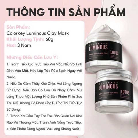 Mặt Nạ Đất Sét Colorkey Luminous Cleansing Clay 60g [hàng nhập khẩu]