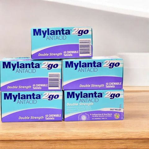 Viên nhai Mylanta Double strength giảm triệu chứng ợ hơi, bao tử, trào ngược dạ dày hộp 48 viên từ Úc