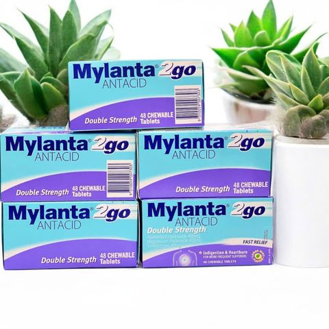 Viên nhai giảm ợ chua, đau dạ dày bao tử Mylanta Double Strength từ Úc hộp 48gr