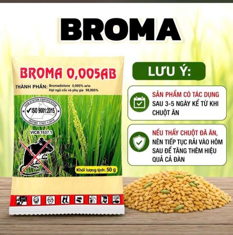 5 gói diệt chuột sinh học broma 0.005 ab, gói 50 gam