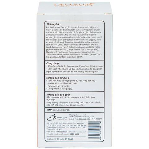Sữa rửa mặt Nano THC Decumar Advanced ngừa mụn và làm sáng da (50g)