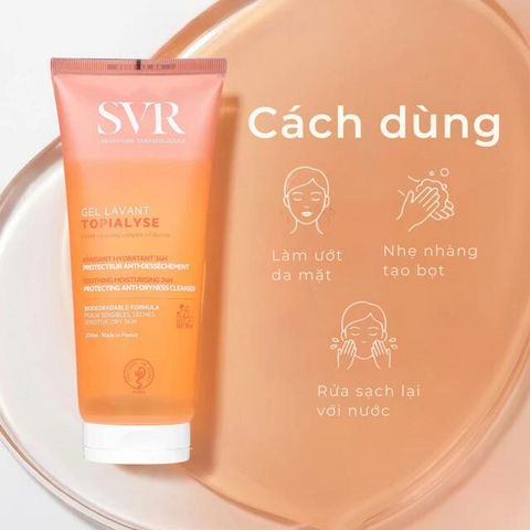 Gel rửa mặt dưỡng ẩm dành cho da khô và da nhạy cảm SVR Topialyse Gel Lavant 200ml