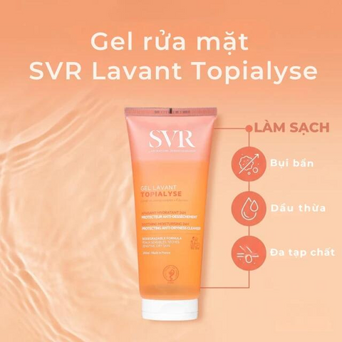 Gel rửa mặt dưỡng ẩm dành cho da khô và da nhạy cảm SVR Topialyse Gel Lavant 200ml