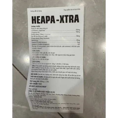 1 hộp Bổ gan Heapa-xtra, giải độc gan, mát gan - hộp 30 viên
