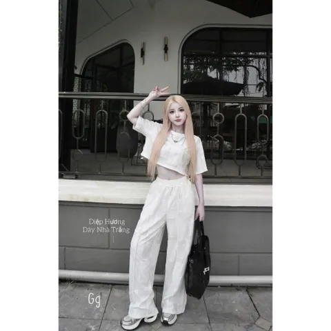 Set croptop dập nổi cá tính