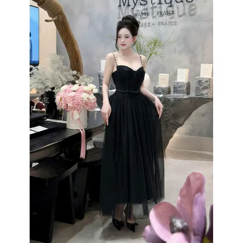 Đầm dây xoè dài, tùng phồng 2 lớp sang xịn