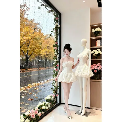 Đầm cúp kết hoa Lazer tùng bí bồng bềnh kèm  bảo hộ