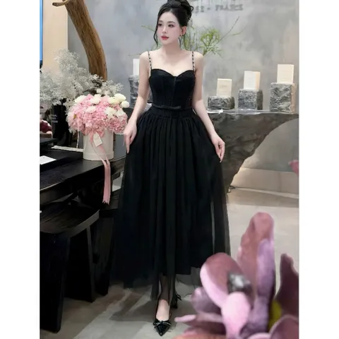 Đầm dây xoè dài, tùng phồng 2 lớp sang xịn