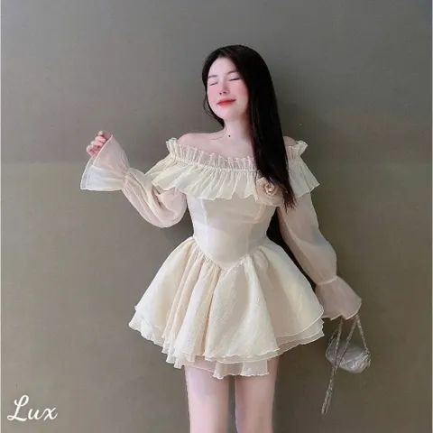 Đầm tơ bèo BV kèm bông kèm quần rời
