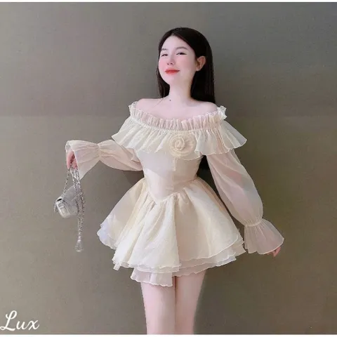 Đầm tơ bèo BV kèm bông kèm quần rời