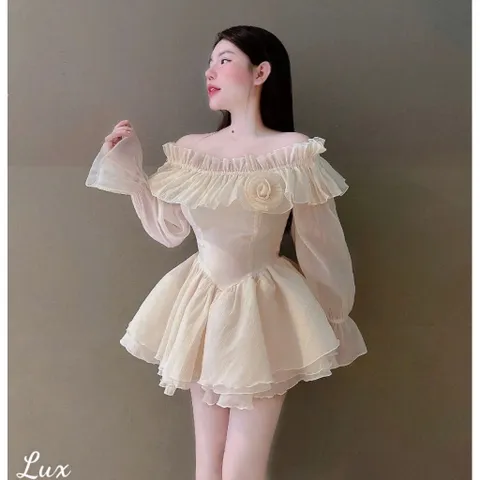 Đầm tơ bèo BV kèm bông kèm quần rời