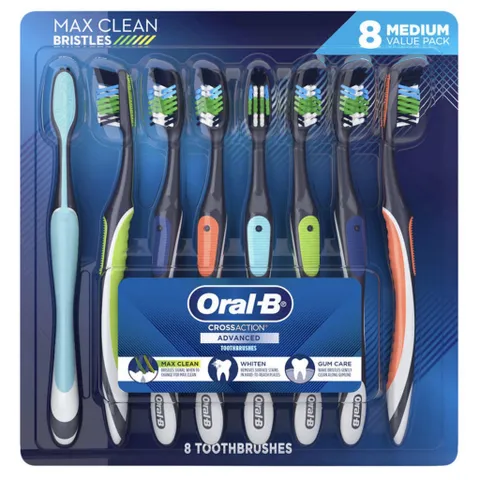 [ thanh lý ] [ CHI TIẾT TRONG MÔ TẢ ] SÉT 8 Bàn chải đánh răng Oral-B Cross Action Advanced MEDIUM NỘI ĐỊA MỸ