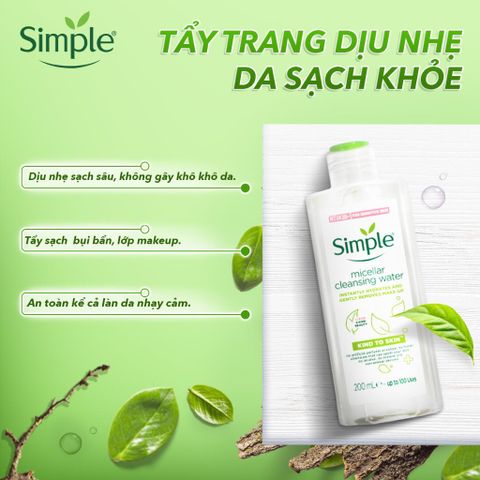 Nước Tẩy Trang Simple Micellar Water được áp dụng công nghệ làm sạch Micellar