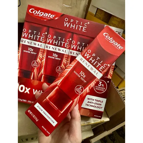 Lốc 4 HSD  6 - 7 /2025  Kem đánh răng Colgate Optic White Renewal 116g *4 nội địa Mỹ
