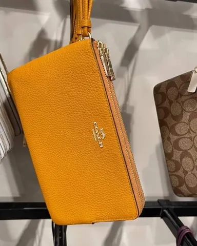 [ Ảnh thật ] VÍ NỮ COACH 6644 Double Zip Wallet BUTTERSCOTCH CHÍNH HÃNG
