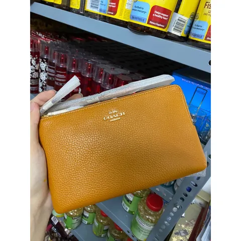 [ Ảnh thật ] VÍ NỮ COACH 6644 Double Zip Wallet BUTTERSCOTCH CHÍNH HÃNG