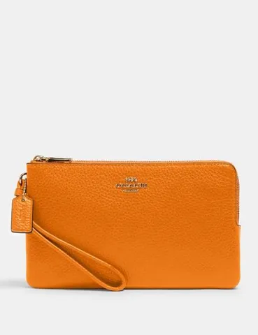[ Ảnh thật ] VÍ NỮ COACH 6644 Double Zip Wallet BUTTERSCOTCH CHÍNH HÃNG
