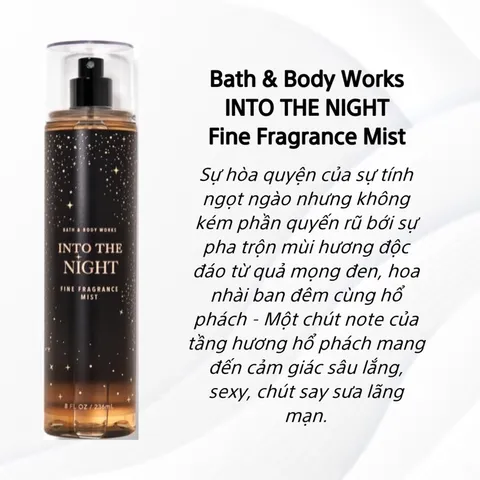 [ MẪU MỚI ] Xịt thơm toàn thân Bath & Body Works - Into The Night 236ml