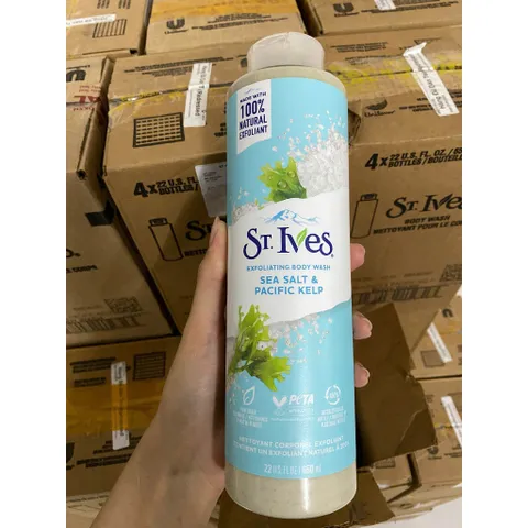 [ Sea salt 650ml HSD 2027 ] Sữa tắm tẩy tế bào chết và dưỡng da St.ives 650ml