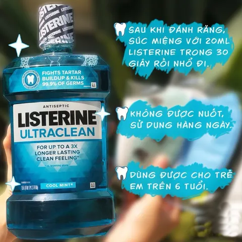 [ XẢ KHO HSD 08/2025 1.500ML NỘI ĐỊA MỸ ] Nước súc miệng LISTERINE ULTRACLEAN COOL MINT