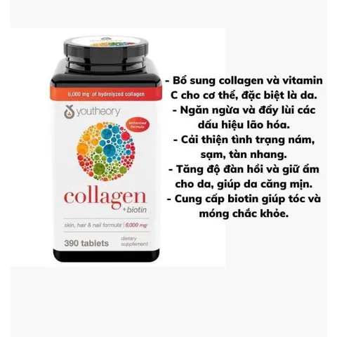 VIÊN UỐNG BỔ SUNG Collagen Youtheory Type 1 2 & 3 390 viên  MỸ