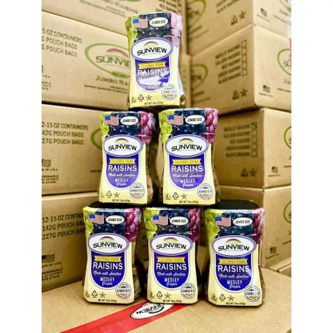 ( MẪU MỚI ) Nho khô Mỹ không hạt Sunview Raisins Jumbo Size 425g CHÍNH HÃNG