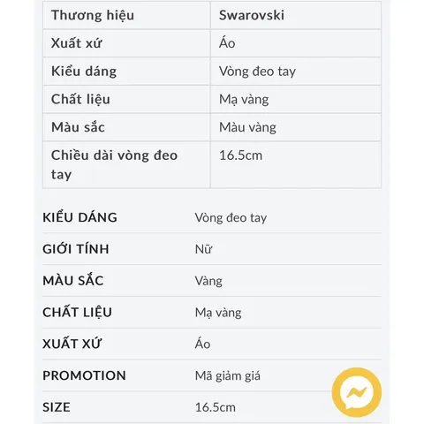 [ XẢ KHO NGHỈ BÁN ] Vòng Đeo Tay Swarovski Bracelet Woman Jewel Swarovski Pleasant Màu Vàng
