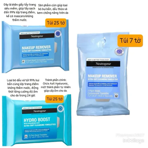 [ GIẤY TẨY TRANG tách sét hàng Costco ]  Giấy Ướt Tẩy Trang Neutrogena Makeup Remover Ultra Soft Towelettes