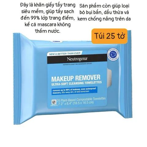 [ GIẤY TẨY TRANG tách sét hàng Costco ]  Giấy Ướt Tẩy Trang Neutrogena Makeup Remover Ultra Soft Towelettes