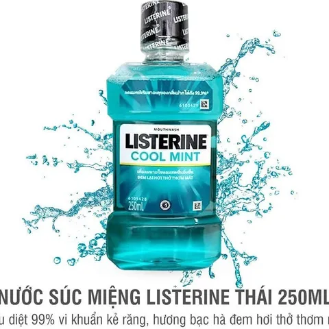 [ THÁI LAN ] Nước súc miệng Listerine Cool Mint bảo vệ khoang miệng suốt 24h khỏi vi khuẩn hôi miệng, mảng bám (250ml)