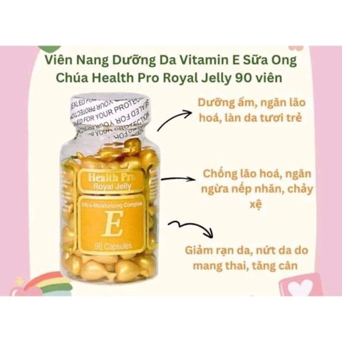 Viên thoa dưỡng da mặt  sữa ong chúa và vitamin E Health pro 90 viên