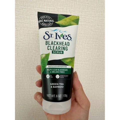 [ Chính hãng ] SỮA RỬA MẶT KẾT HỢP Tẩy Tế Bào Chết St.Ives Blackhead Clearing Green Tea Scrub 170gr MỸ