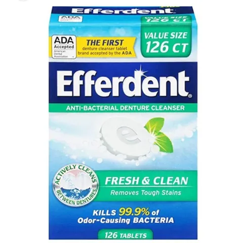 Efferdent Fresh & Clean Viên sủi làm sạch và vệ sinh hàm giả răng  hàm tháo lắp, khay chỉnh nha 126 viên MỸ