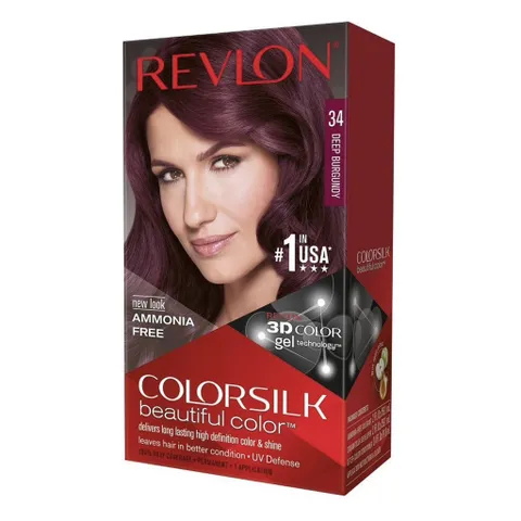 [ MÀU 34 ĐỎ TÍM ] Nhuộm tóc MỸ Revlon Colorsilk Deep Burgundy – Màu nhuộm Revlon số 34: Tone màu đỏ tím sậm