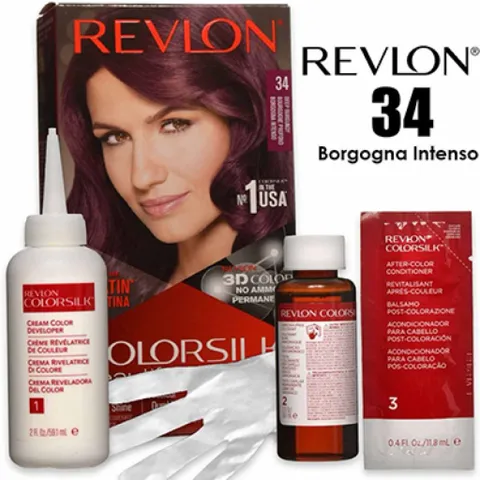[ MÀU 34 ĐỎ TÍM ] Nhuộm tóc MỸ Revlon Colorsilk Deep Burgundy – Màu nhuộm Revlon số 34: Tone màu đỏ tím sậm
