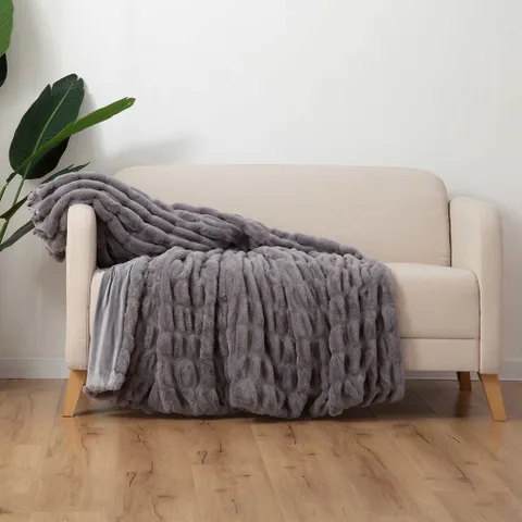 [Chính hãng] [ COSTCO USA ] [ Mền lông cừu ]  Bershire Textured Faux Fur Throw - Nâu 60”mx70” 152CM x 178CM