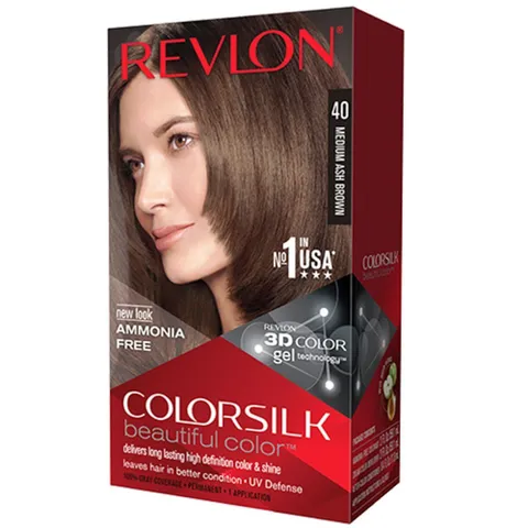 [ MÀU 40 NÂU SÁNG ] Nhuộm tóc THỜI TRANG VÀ PHỦ BẠC Revlon Color Silk MÀU 40 MEDIUM ASH BROWN