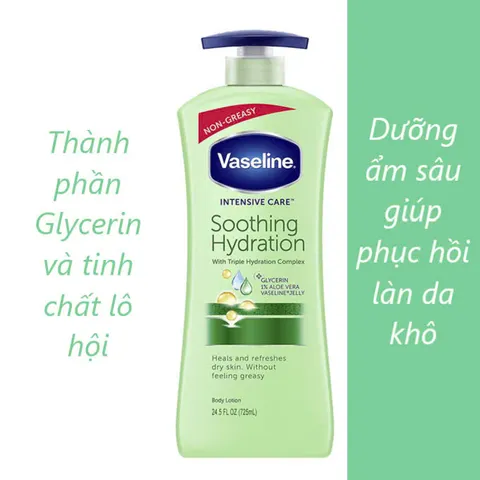 Sữa dưỡng thể vaseline màu xanh soothing hydration 725ml dưỡng ẩm sâu cho da khô