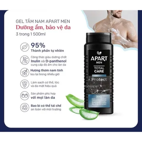 Gel tắm nam Apart Men dưỡng ẩm , bảo vệ da 3 trong 1 500ML