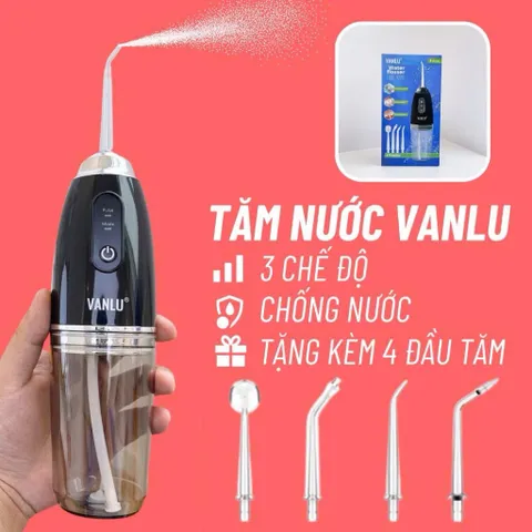 Máy tăm nước Vanlu gồm thân máy, 4 đầu xịt khác nhau phù hợp cho nhiều đối tượng